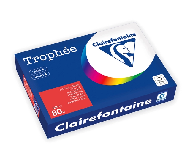 Een Papier copieur Trophée A4 80g rouge corail 500 feuilles koop je bij QuickOffice BV