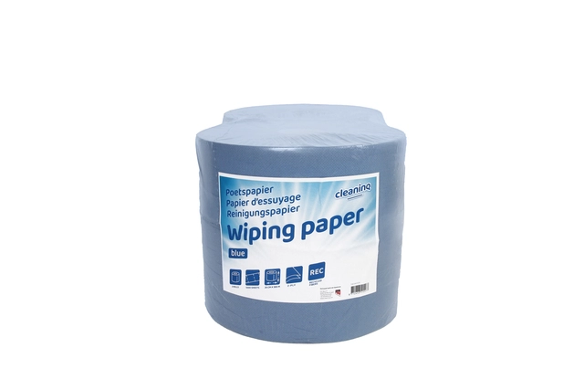 Een Poetspapier Cleaninq industrie 2-laags 26cmx380m blauw koop je bij Totaal Kantoor Goeree