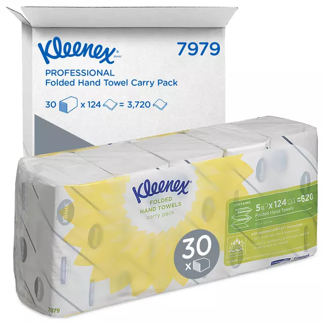 Handdoek Kleenex Ultra i-vouw 2-laags 21,5x31,5cm 5x124stuks 7979