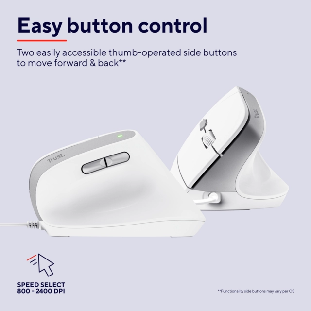 Een Souris ergonomique Trust BAYO II blanc koop je bij QuickOffice BV