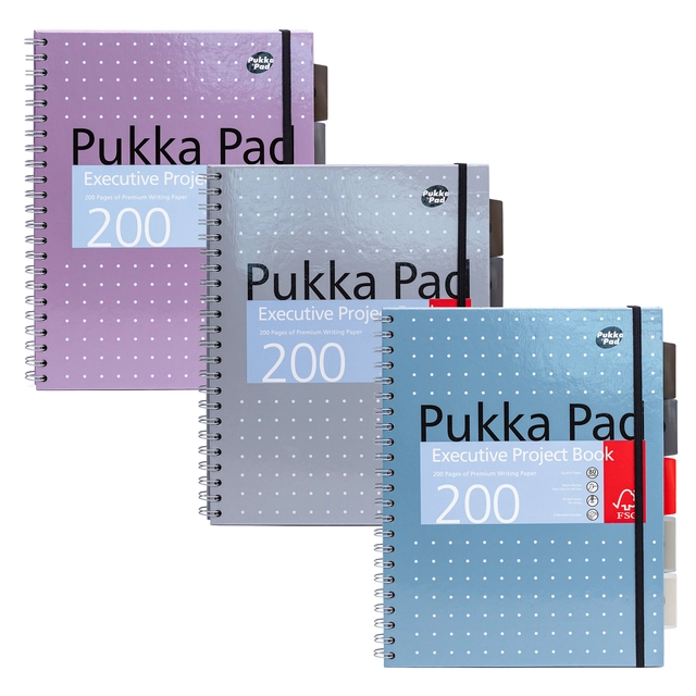 Buy your Projectboek Pukka Pad Metallic Executive A4 lijn 5-tabs 4-gaats 200 pagina's 80gr assorti at QuickOffice BV