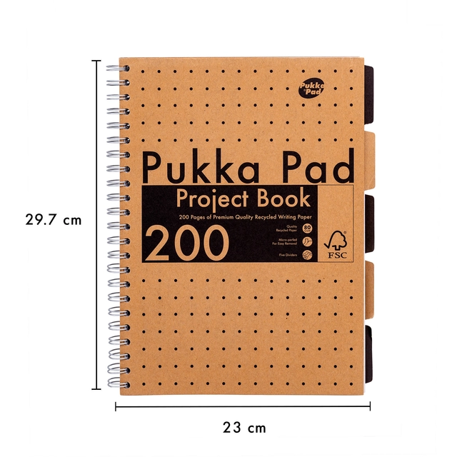 Een Carnet de projets Pukka Pad Kraft A4 ligné 5 intercalaires 200 pages 80g koop je bij Van Hoye Kantoor BV