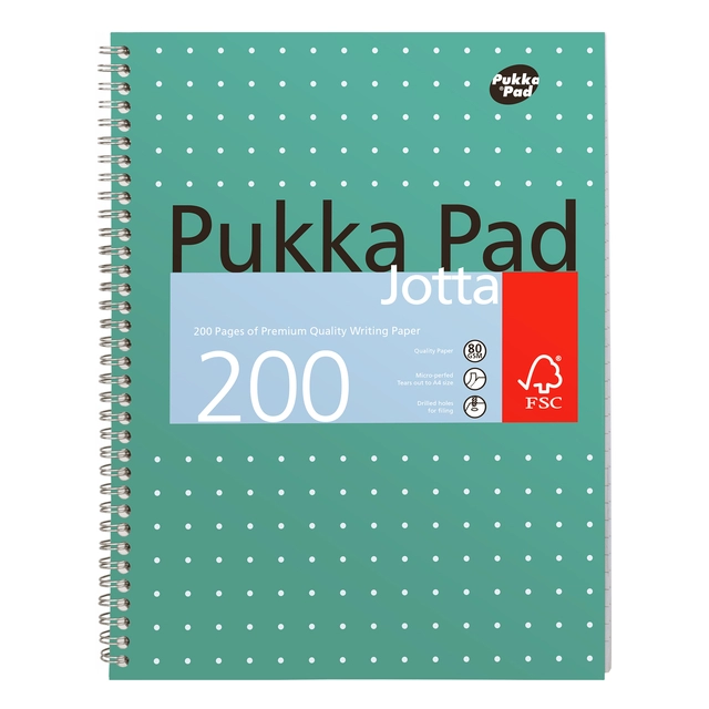 Een Collegeblok Pukka Pad Jotta A4 lijn 4-gaats 200 pagina's 80gr groen koop je bij Van Hoye Kantoor BV