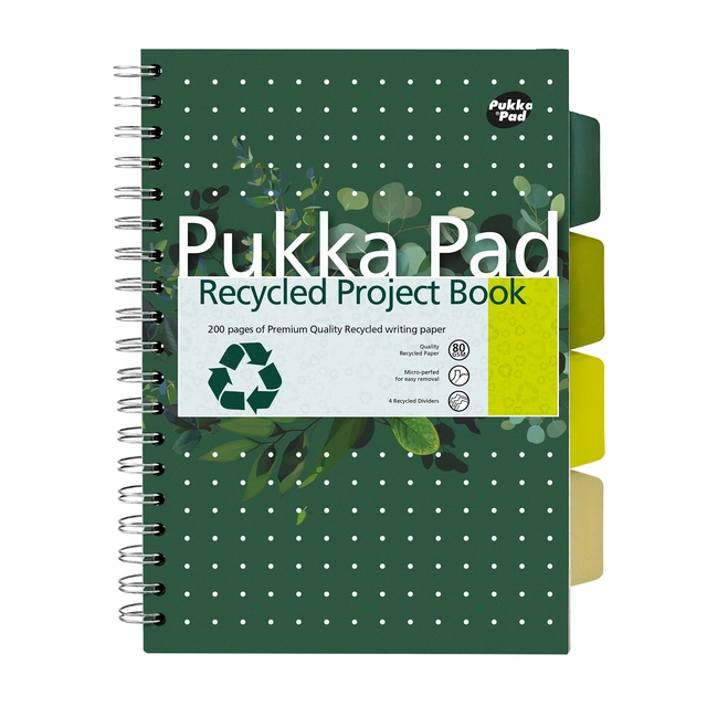 Buy your Projectboek Pukka Pad Recycled B5 lijn 4-tabs 200 pagina's 80gr groen at QuickOffice BV