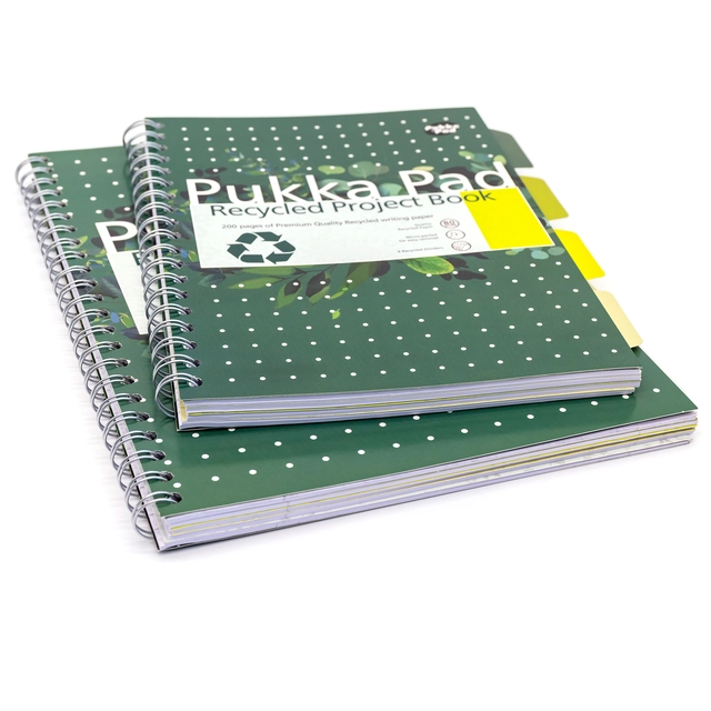 Buy your Projectboek Pukka Pad Recycled B5 lijn 4-tabs 200 pagina's 80gr groen at QuickOffice BV