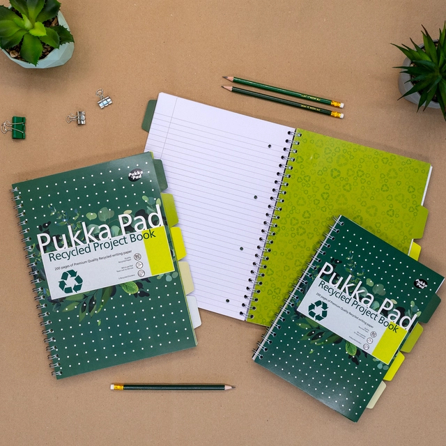 Buy your Projectboek Pukka Pad Recycled B5 lijn 4-tabs 200 pagina's 80gr groen at QuickOffice BV