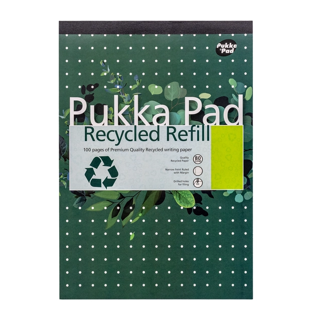 Een Schrijfblok Pukka Pad Recycled A4 lijn 4-gaats 100 vel 80gr koop je bij Goedkope Kantoorbenodigdheden