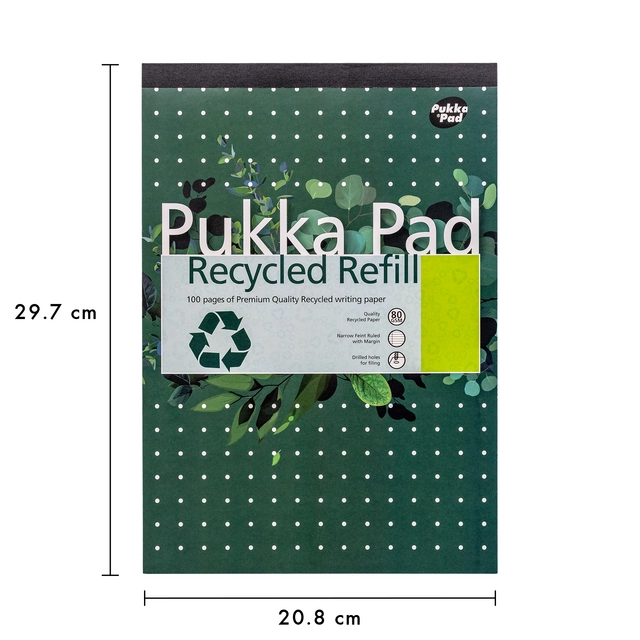 Een Schrijfblok Pukka Pad Recycled A4 lijn 4-gaats 100 vel 80gr koop je bij MV Kantoortechniek B.V.