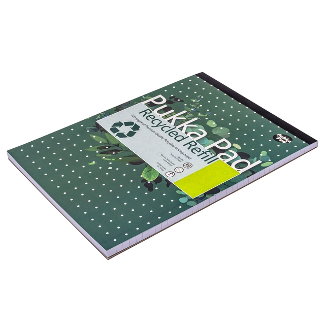 Een Bloc-notes Pukka Pad Recycled A4 ligné 4 perforations 100 feuilles 80g koop je bij QuickOffice BV