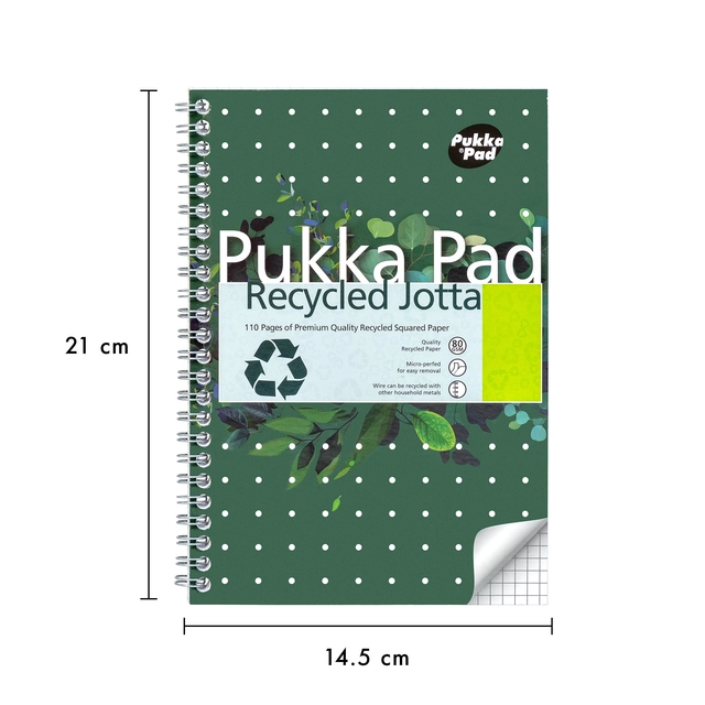 Een Notitieboek Pukka Pad Jotta A5 ruit 5x5mm 110 pagina's 80gr groen koop je bij QuickOffice BV