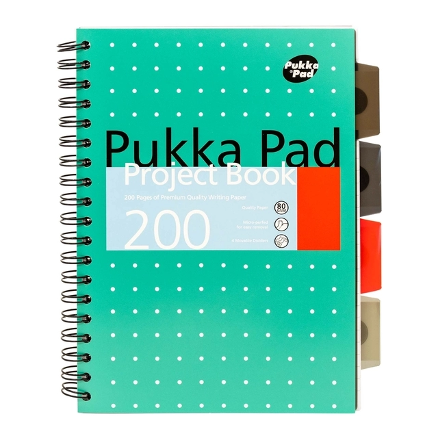 Een Projectboek Pukka Pad Metallic B5 lijn 4-tabs 200 pagina's 80gr groen koop je bij Van Hoye Kantoor BV