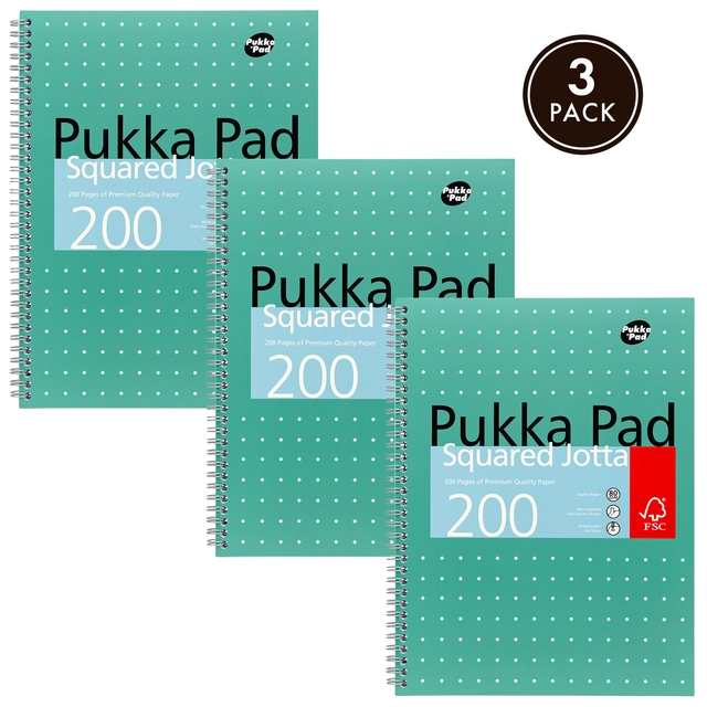 Een Collegeblok Pukka Pad Jotta A4 ruit 5x5mm 4-gaats 200 pagina's 80gr groen koop je bij Van Hoye Kantoor BV