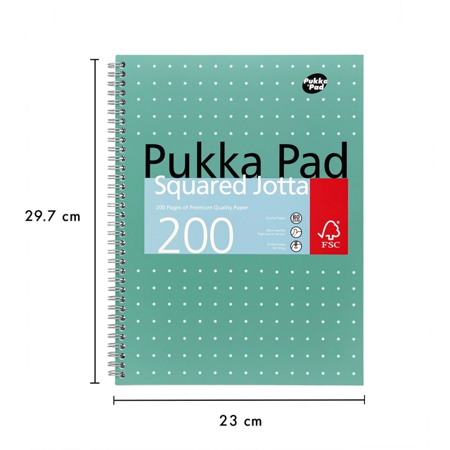 Een Collegeblok Pukka Pad Jotta A4 ruit 5x5mm 4-gaats 200 pagina's 80gr groen koop je bij Goedkope Kantoorbenodigdheden