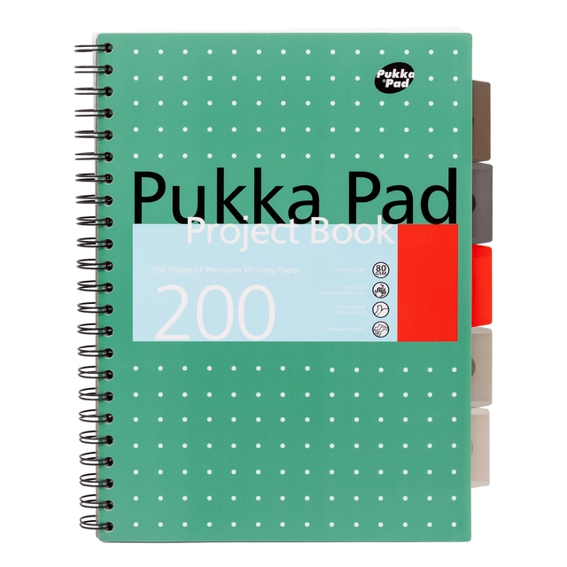 Een Projectboek Pukka Pad Metallic A4 lijn 5-tabs 200 pagina's 80gr groen koop je bij EconOffice