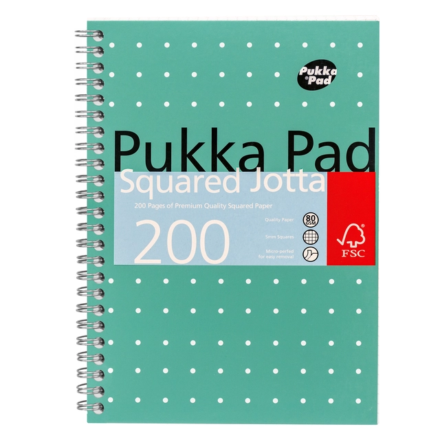 Een Notitieboek Pukka Pad Jotta A5 ruit 5x5mm 200 pagina's 80gr groen koop je bij Goedkope Kantoorbenodigdheden