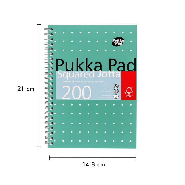 Een Bloc-notes Pukka Pad Jotta A5 carreau 5x5mm 200 pages 80g vert koop je bij QuickOffice BV