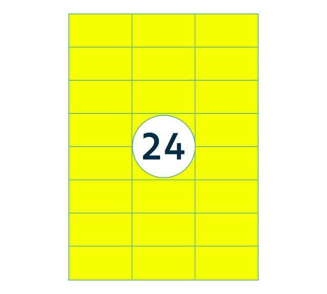 Een Etiquette Rillprint 70x37mm jaune fluo 2400 étiquettes koop je bij Van Hoye Kantoor BV