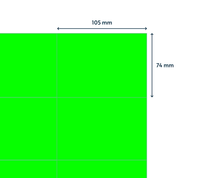 Een Etiket Rillprint 105x74mm fluorgroen 800 etiketten koop je bij QuickOffice BV