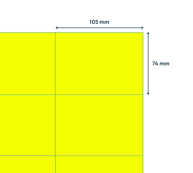 Een Etiket Rillprint 105x74mm fluorgeel 800 etiketten koop je bij Goedkope Kantoorbenodigdheden