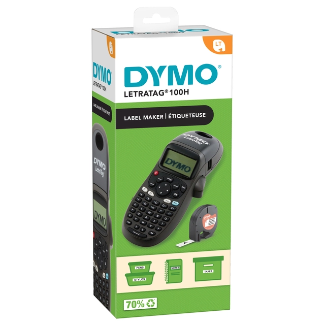 Een Labelprinter Dymo LetraTag 100H draagbaar abc 12mm zwart koop je bij MegaOffice