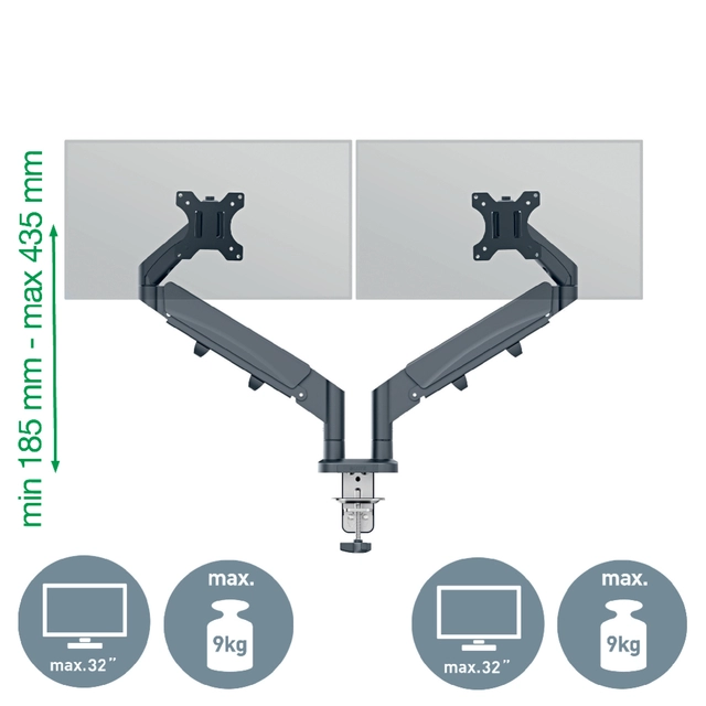 Een Monitorarm Leitz Ergo Ruimtebesparend Dubbel koop je bij The Cartridge Company