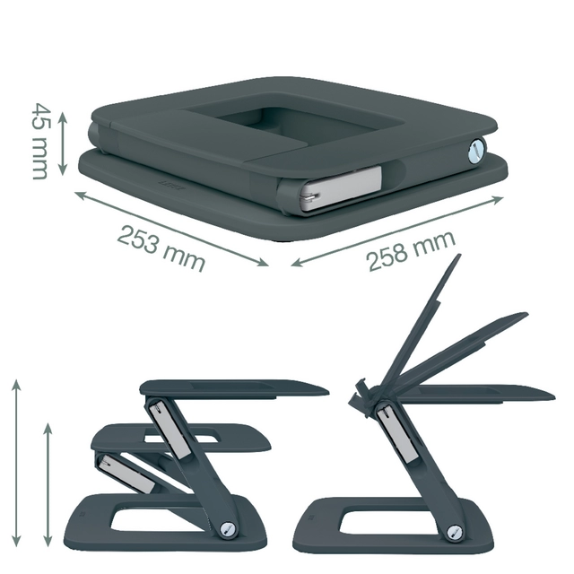 Een Laptopstandaard Leitz Ergo verstelbare multihoek grijs koop je bij KantoorProfi België BV