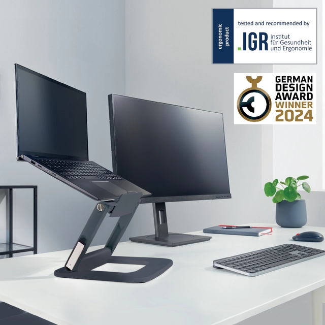 Een Laptopstandaard Leitz Ergo verstelbare multihoek grijs koop je bij Unimark Office B.V.