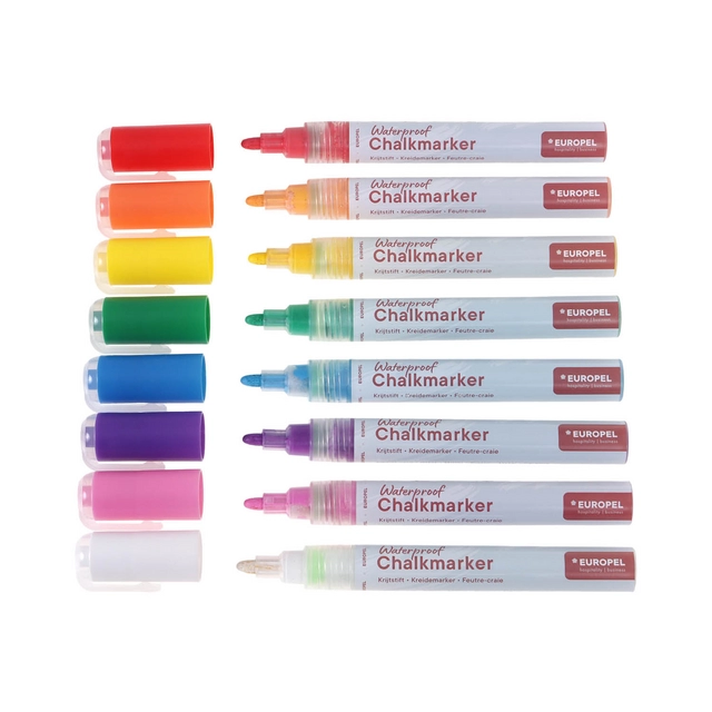 Krijtstift Europel watervast 3-6mm assorti etui 8 stuks