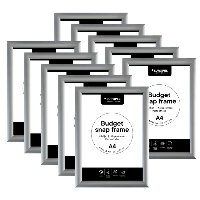 Een Cadre clipsable Europel Budget A4 10 pièces argent koop je bij QuickOffice BV