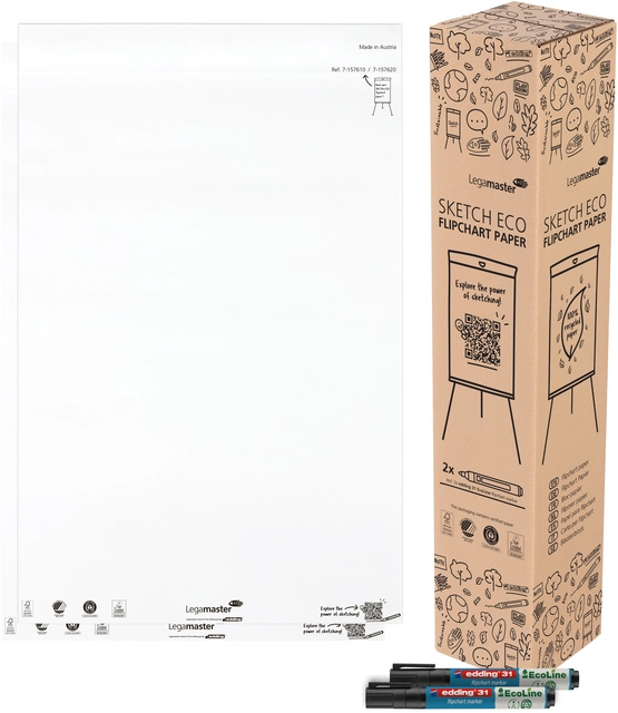 Een Flipoverpapier Legamaster SKETCH ECO blanco 2x 50 vellen koop je bij Tonerinktshop