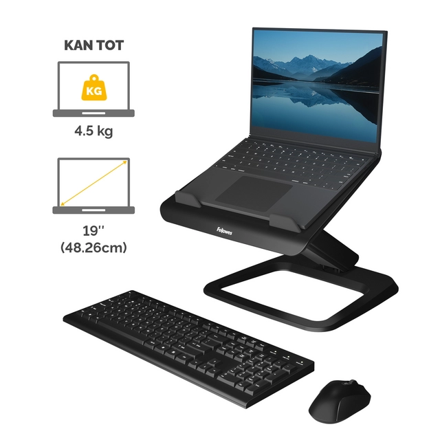 Een Laptopstandaard Fellowes Hana LT zwart koop je bij Van Hoye Kantoor BV