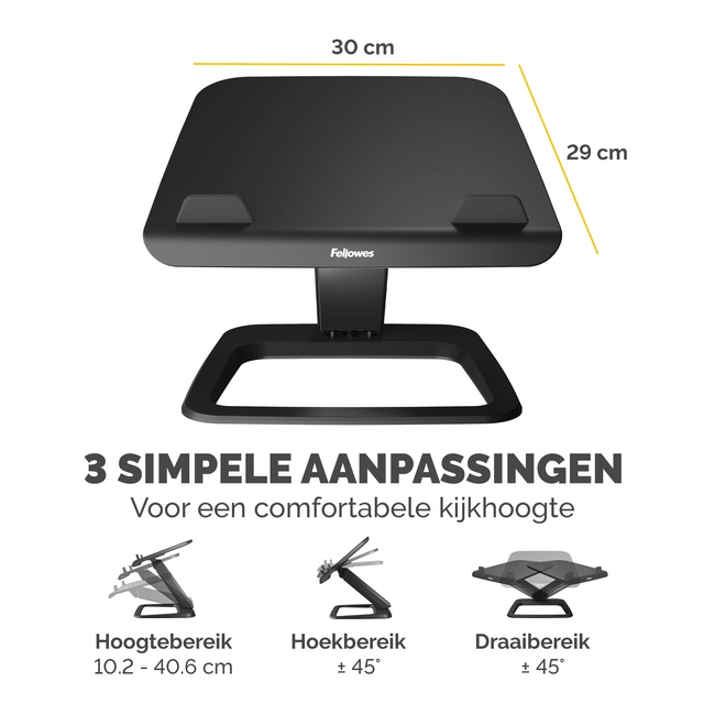 Een Laptopstandaard Fellowes Hana LT zwart koop je bij NiceSupplies.nl