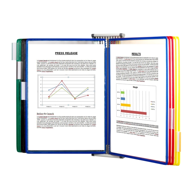 Een Zichtpanelensysteem wand Tarifold metaal A4 met 10-tassen assorti koop je bij Goedkope Kantoorbenodigdheden