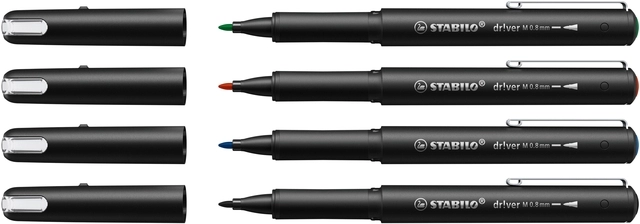 Een Fineliner STABILO dr!ver medium assorti 4 stuks koop je bij Unimark Office B.V.