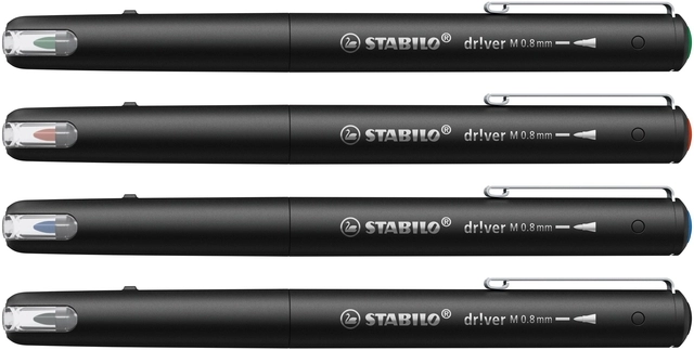 Een Fineliner STABILO dr!ver medium assorti 4 stuks koop je bij Unimark Office B.V.