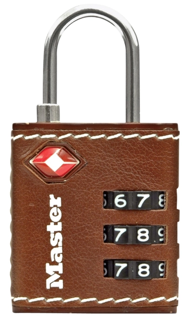 Een Hangslot Masterlock 3-cijfer combinatie TSA 30mm bruin leer koop je bij EconOffice