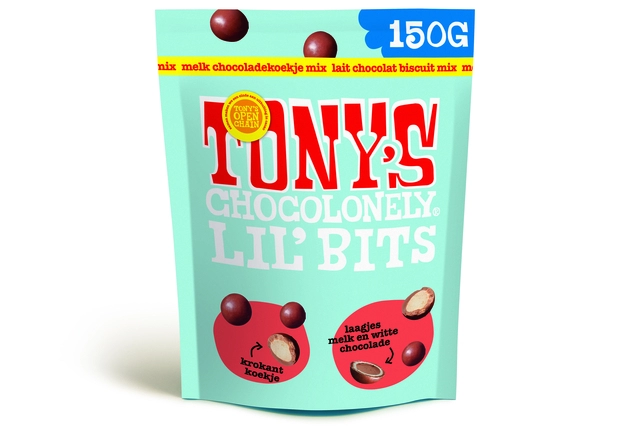 Een Chocolade Tony's Chocolonely Lil' Bits melk koekje mix 150 gram koop je bij BUROPORT BV