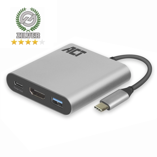 Een Adapter ACT USB-C multiport voor 1 HDMI monitor koop je bij Omnia 4 Office