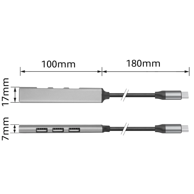 Hub ACT USB-C 3x USB-A 2.0 en 1x USB-A 3.0