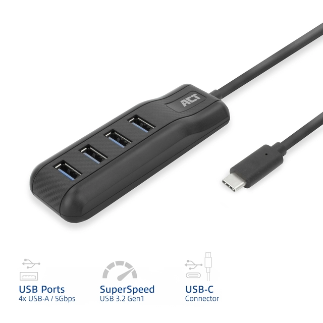 Een Hub ACT USB-C 3.0 4 poorts USB-A koop je bij Ziffo Kantoorcentrum BV