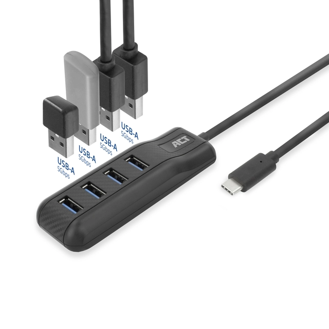 Een Hub ACT USB-C 3.0 4 poorts USB-A koop je bij Ziffo Kantoorcentrum BV