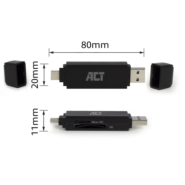 Een Kaartlezer ACT USB-C/USB-A 3.0 koop je bij KantoorProfi België BV