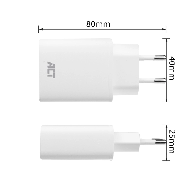 Een Oplader ACT USB-C 1-poort 20W Power Delivery koop je bij Dillen BV