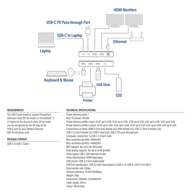 Een Dockingstation ACT USB-C 4K MST voor 2 HDMI monitoren koop je bij L&N Partners voor Partners B.V.