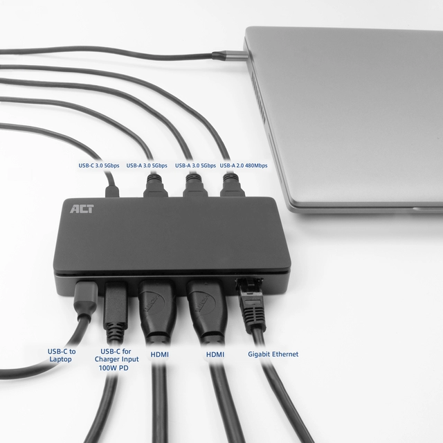 Een Dockingstation ACT USB-C 4K MST voor 2 HDMI monitoren koop je bij KantoorProfi België BV