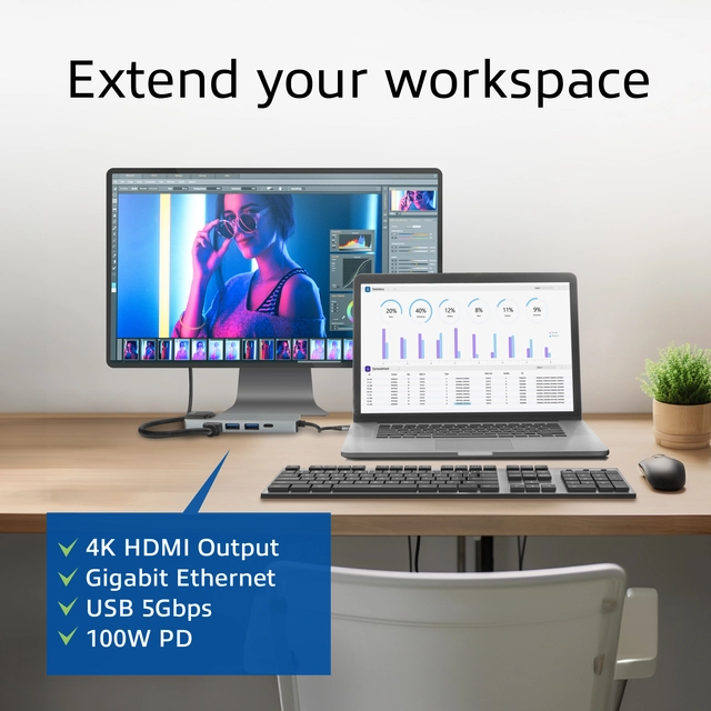 Een Dockingstation ACT USB-C 4K voor 1 HDMI monitor koop je bij Klik Office BV