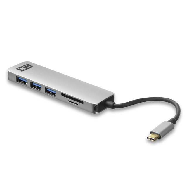 Hub ACT USB-C 3.0, 3x USB-A cardreader PD p-through