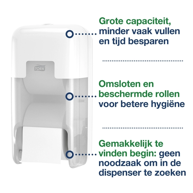 Toiletpapierdispenser Tork T7 Elevation OptiServe Coreless verticaal duo wit 558040