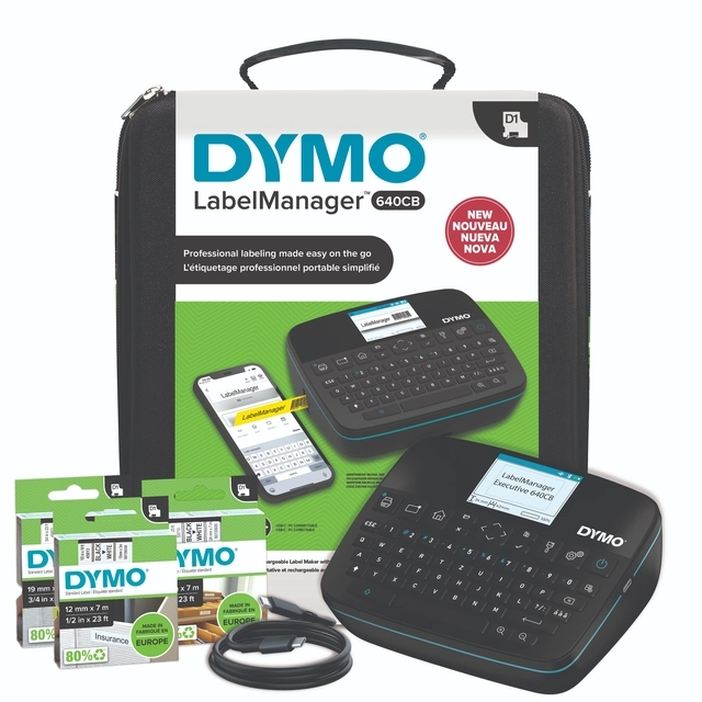 Een Labelprinter Dymo LabelManager Executive 640CB draagbaar qwerty 24mm zwart in koffer koop je bij MegaOffice