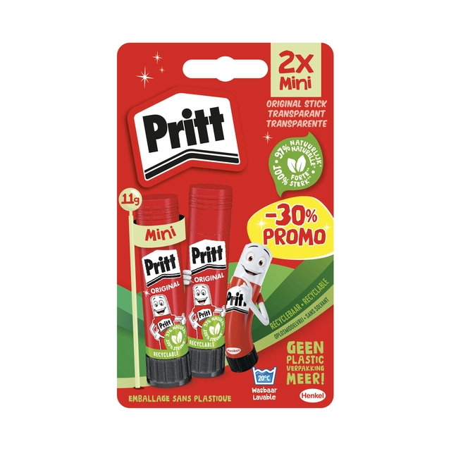 Een Lijmstift Pritt Stick Original 11gr blister à 2 stuks Promo koop je bij MV Kantoortechniek B.V.